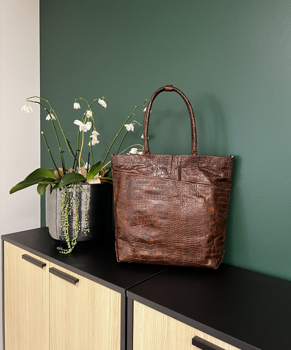 Tara Tote Tall - D105 Brown Croco
