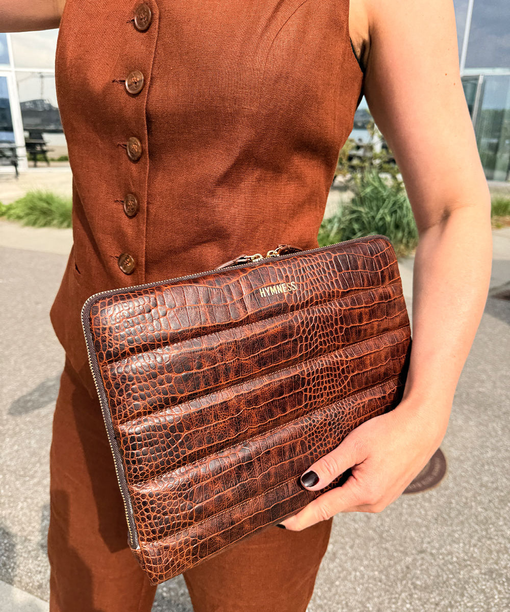 Lora Computer Sleeve 13-14"- D105 Brown Croco
